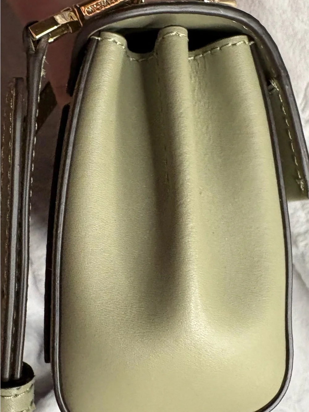 Michael Kors Sage Green Leather Crossbody with Gold Chain Accent